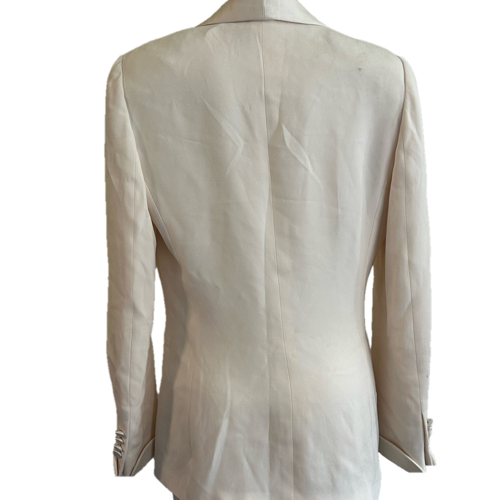 Ralph Lauren purple label Ivory Satin silk Jacket Sz 6 as is (stains ). Italy - Picture 3 of 12